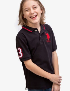 U.S. Polo Assn. BOYS PIQUE SOLID POLO SHIRT -Glimmera Cloth Shop 12A6853R BLCK 4152