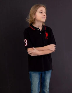 U.S. Polo Assn. BOYS PIQUE SOLID POLO SHIRT -Glimmera Cloth Shop 12A6853R BLCK 4155