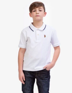 U.S. Polo Assn. BOYS SOLID INTERLOCK POLO SHIRT -Glimmera Cloth Shop 12A68698 WHIT 5591
