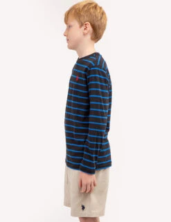 U.S. Polo Assn. BOYS LONG SLEEVE STRIPE T-SHIRT -Glimmera Cloth Shop 12C13104 BLCK 68590