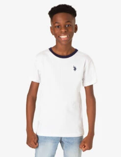 U.S. Polo Assn. BOYS RINGER CREW NECK T-SHIRT -Glimmera Cloth Shop 12C24404 WHIT 83385