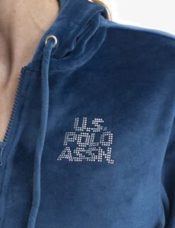 U.S. Polo Assn. VELOUR FULL ZIP EMBELLISHED HOODIE -Glimmera Cloth Shop 21 62759V BUOP TOP 3751