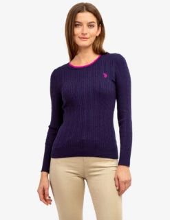 U.S. Polo Assn. TIPPED SOFT CABLE CREW NECK SWEATER -Glimmera Cloth Shop 21043C1D EVBL 63769