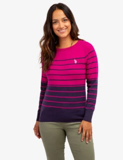 U.S. Polo Assn. STRIPED BOAT NECK SWEATER -Glimmera Cloth Shop 21045C1D HSDF 64179