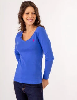 U.S. Polo Assn. LONG SLEEVE V-NECK T-SHIRT -Glimmera Cloth Shop 213285RB DZBL 79968