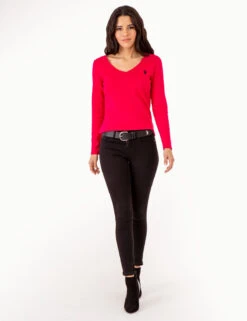 U.S. Polo Assn. LONG SLEEVE V-NECK T-SHIRT -Glimmera Cloth Shop 213285RB ELFU 80307