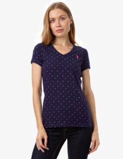 U.S. Polo Assn. DOT V-NECK T-SHIRT -Glimmera Cloth Shop 21497006 NVPK 10700