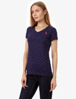 U.S. Polo Assn. DOT V-NECK T-SHIRT -Glimmera Cloth Shop 21497006 NVPK 10702