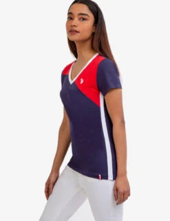 U.S. Polo Assn. COLORBLOCK V-NECK T-SHIRT -Glimmera Cloth Shop 2152130H EVBL 48180