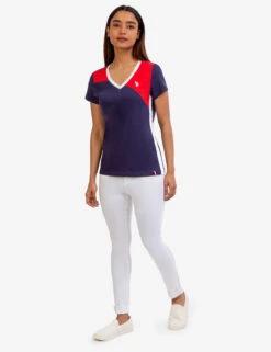 U.S. Polo Assn. COLORBLOCK V-NECK T-SHIRT -Glimmera Cloth Shop 2152130H EVBL 48185