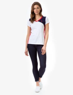 U.S. Polo Assn. COLORBLOCK V-NECK T-SHIRT -Glimmera Cloth Shop 2152130H OPWH 7002