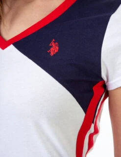 U.S. Polo Assn. COLORBLOCK V-NECK T-SHIRT -Glimmera Cloth Shop 2152130H OPWH 7022