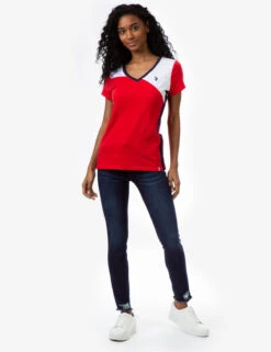 U.S. Polo Assn. COLORBLOCK V-NECK T-SHIRT -Glimmera Cloth Shop 2152130H RCRD 9342