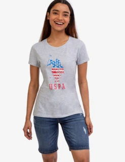 U.S. Polo Assn. USPA LOGO FLAG CREW NECK T-SHIRT -Glimmera Cloth Shop 2156201D LTGY 48550