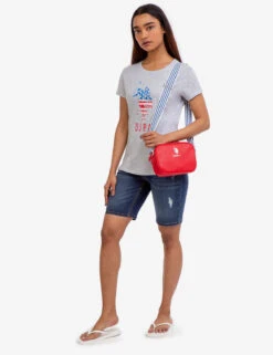 U.S. Polo Assn. USPA LOGO FLAG CREW NECK T-SHIRT -Glimmera Cloth Shop 2156201D LTGY 48556