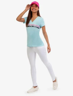 U.S. Polo Assn. V-NECK STRIPE FOIL GRAPHIC T-SHIRT -Glimmera Cloth Shop 215624 EASY 48112