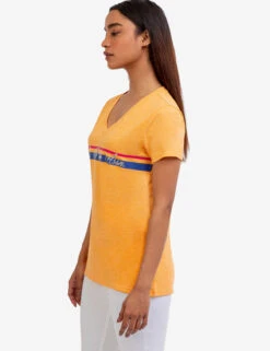 U.S. Polo Assn. V-NECK STRIPE FOIL GRAPHIC T-SHIRT -Glimmera Cloth Shop 215624 GLOOM 48145