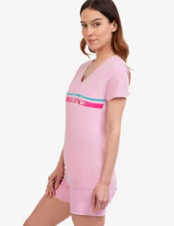 U.S. Polo Assn. V-NECK STRIPE FOIL GRAPHIC T-SHIRT -Glimmera Cloth Shop 215624 ROSESACHET 46143