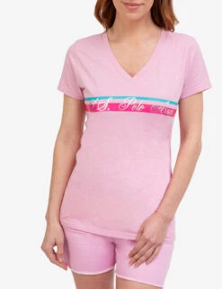 U.S. Polo Assn. V-NECK STRIPE FOIL GRAPHIC T-SHIRT -Glimmera Cloth Shop 215624 ROSESACHET 46146