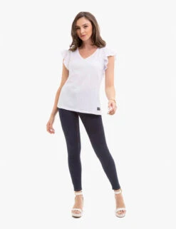 U.S. Polo Assn. EYELET YOKE FLUTTER SLEEVE TOP -Glimmera Cloth Shop 2157141H WHIT 14291