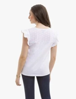 U.S. Polo Assn. EYELET YOKE FLUTTER SLEEVE TOP -Glimmera Cloth Shop 2157141H WHIT 14294