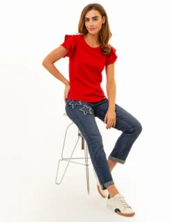 U.S. Polo Assn. FLUTTER SLEEVE CREW NECK T-SHIRT -Glimmera Cloth Shop 2157221H ERED 86027