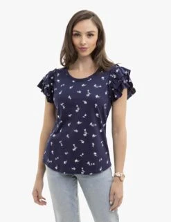 U.S. Polo Assn. FLUTTER SLEEVE PRINTED T-SHIRT -Glimmera Cloth Shop 2157231H CLNV 14543