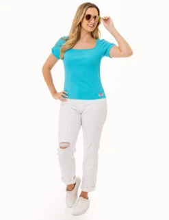 U.S. Polo Assn. RIB SQUARE NECK T-SHIRT -Glimmera Cloth Shop 21573066 SCBL 3483