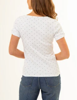 U.S. Polo Assn. RIB SQUARE NECK DOT T-SHIRT -Glimmera Cloth Shop 21573167 WHIT 85978