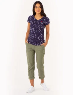 U.S. Polo Assn. STAR PRINT RUCHED SIDE V-NECK T-SHIRT -Glimmera Cloth Shop 2158431H EVBL 75773