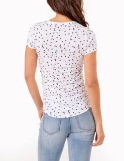 U.S. Polo Assn. STAR PRINT RUCHED SIDE V-NECK T-SHIRT -Glimmera Cloth Shop 2158431H WHIT 80266