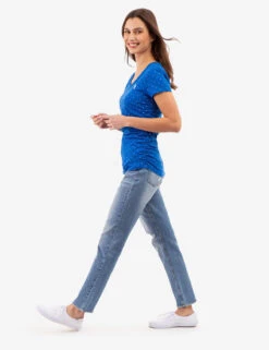 U.S. Polo Assn. DOT PRINT RUCHED SIDE V-NECK T-SHIRT -Glimmera Cloth Shop 2158441H LAPB 83159