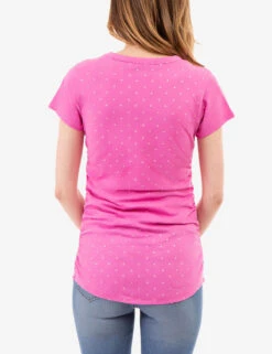 U.S. Polo Assn. DOT PRINT RUCHED SIDE V-NECK T-SHIRT -Glimmera Cloth Shop 2158441H PKPZ 83167