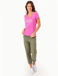 U.S. Polo Assn. USPA STUD EMBELLISHED V-NECK T-SHIRT -Glimmera Cloth Shop 2158491D PKPZ 80135