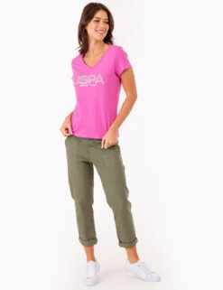 U.S. Polo Assn. USPA STUD EMBELLISHED V-NECK T-SHIRT -Glimmera Cloth Shop 2158491D PKPZ 80136