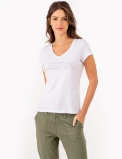 U.S. Polo Assn. USPA STUD EMBELLISHED V-NECK T-SHIRT -Glimmera Cloth Shop 2158491D WHIT 80084