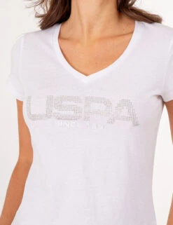 U.S. Polo Assn. USPA STUD EMBELLISHED V-NECK T-SHIRT -Glimmera Cloth Shop 2158491D WHIT 80086