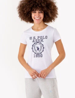 U.S. Polo Assn. CREST PRINT SCOOP NECK T-SHIRT -Glimmera Cloth Shop 2158521H WHIT 72936