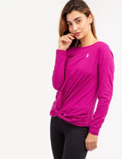 U.S. Polo Assn. DITSY LONG SLEEVE TWIST FRONT TOP -Glimmera Cloth Shop 2158721W HSDF 70079