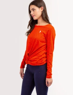 U.S. Polo Assn. DITSY LONG SLEEVE TWIST FRONT TOP -Glimmera Cloth Shop 2158721W ORRD 68013