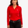 U.S. Polo Assn. SPLIT NECK RIBBED LONG SLEEVE POLO SHIRT