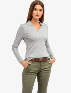 U.S. Polo Assn. SPLIT NECK RIBBED LONG SLEEVE POLO SHIRT -Glimmera Cloth Shop 2158746E HGRY 65028