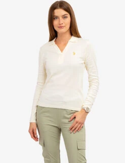 U.S. Polo Assn. SPLIT NECK RIBBED LONG SLEEVE POLO SHIRT -Glimmera Cloth Shop 2158746E VLPR 64862