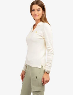 U.S. Polo Assn. SPLIT NECK RIBBED LONG SLEEVE POLO SHIRT -Glimmera Cloth Shop 2158746E VLPR 64865