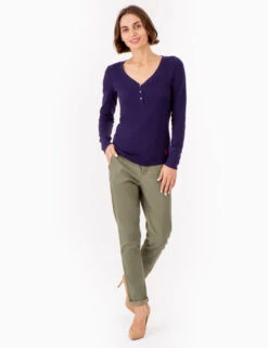 U.S. Polo Assn. LONG SLEEVE WAFFLE KNIT HENLEY TOP WITH RHINESTONE BUTTONS -Glimmera Cloth Shop 2158759M EVBL 72799