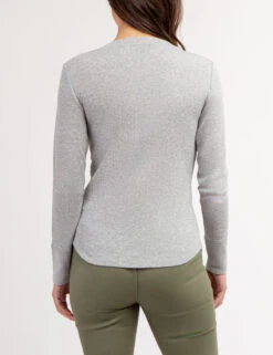 U.S. Polo Assn. LONG SLEEVE WAFFLE KNIT HENLEY TOP WITH RHINESTONE BUTTONS -Glimmera Cloth Shop 2158759M HGRY 67259