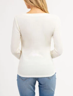 U.S. Polo Assn. LONG SLEEVE WAFFLE KNIT HENLEY TOP WITH RHINESTONE BUTTONS -Glimmera Cloth Shop 2158759M VLPR 66745