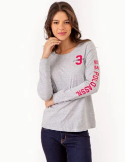 LONG SLEEVE U.S. POLO ASSN. GRAPHIC T-SHIRT -Glimmera Cloth Shop 2158761D LTGY 79954