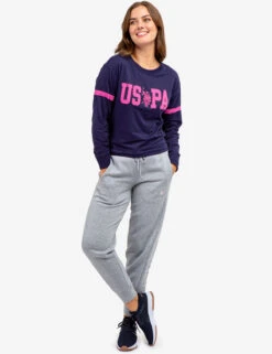 U.S. Polo Assn. LONG SLEEVE USPA APPLIQUE CROPPED T-SHIRT -Glimmera Cloth Shop 2158771D EVBL 64689