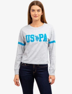 U.S. Polo Assn. LONG SLEEVE USPA APPLIQUE CROPPED T-SHIRT